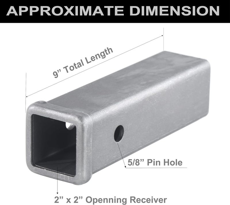 REYSUN 864454 Hitch Adapter Weld on Trailer Hitch Receiver Tube 2-inch X 9-inch Combo Bar, Raw Steel Hitch Bar - Image 2